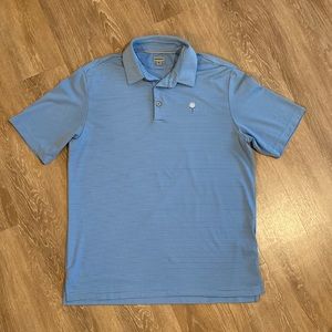 Medium Blue and White Stripe Golf Polo